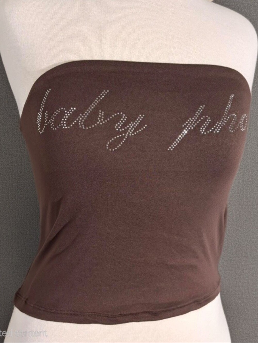 Brown Y2k Strapless Rhinestone Baby Phat Tube Top